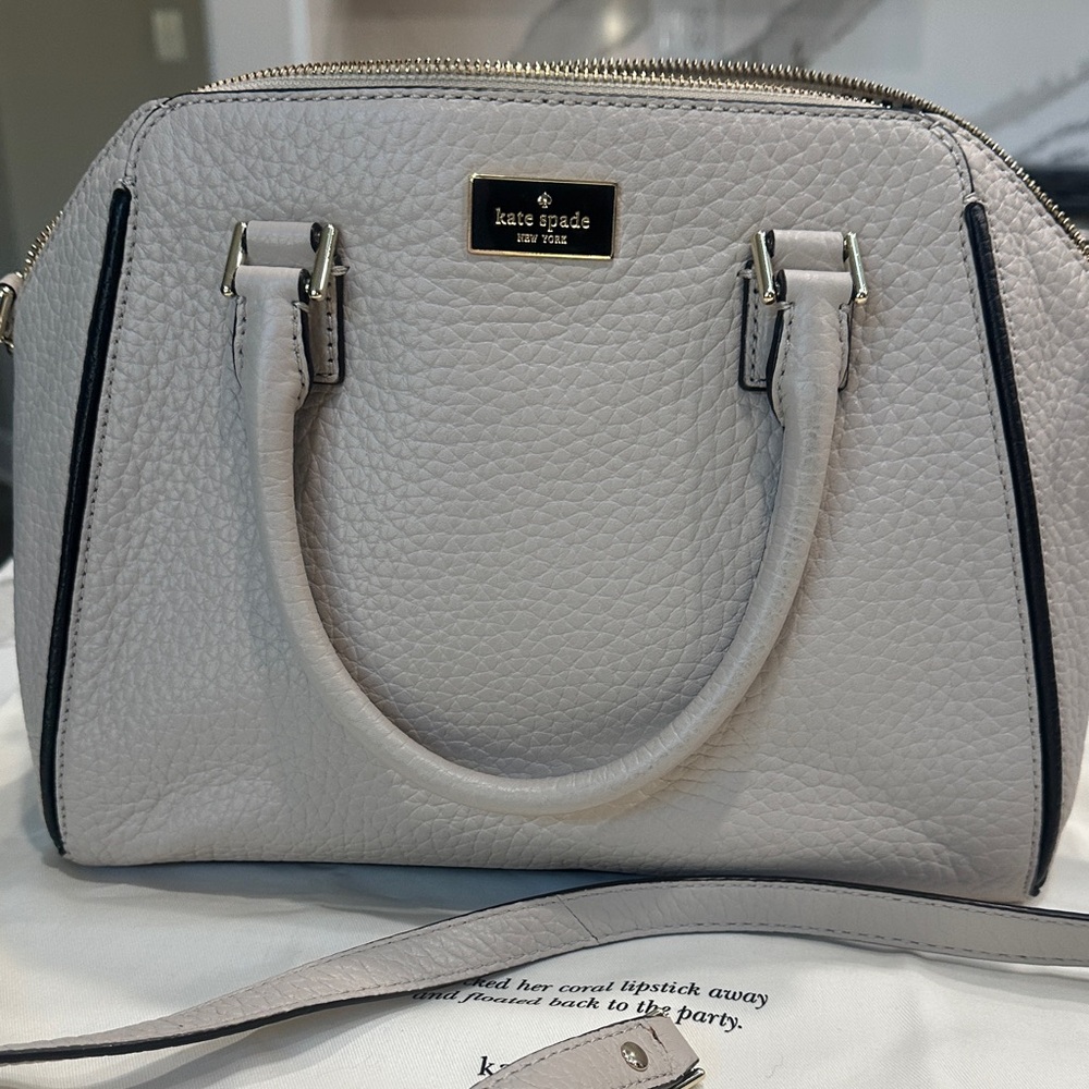 Kate Spade Beige Pebbled Leather Satchel